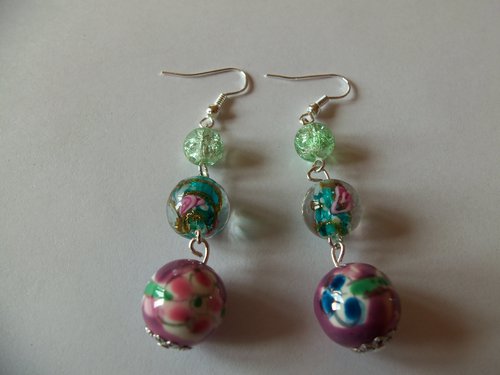 Boucles d'oreilles c&eacute;ramique roses