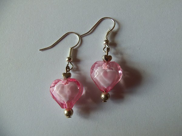 Boucles d'oreilles coeur rose