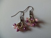 Boucles d'oreilles grappes rose et violet