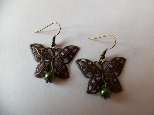 Boucles d'oreilles papillon vert