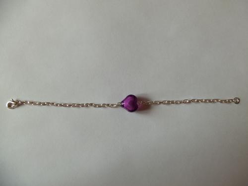 Bracelet chaine coeur violet