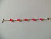 Bracelet chaîne rose et rouge