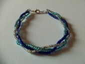 Bracelet tresse bleu et diamant