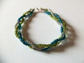 Bracelet tresse bleu, vert et diamant