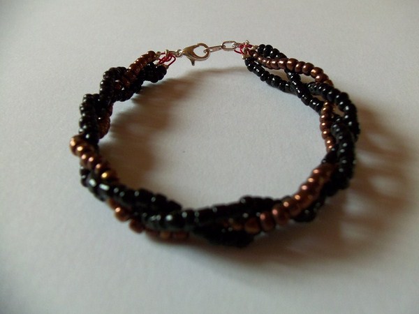 Bracelet tresse cuivre et noir