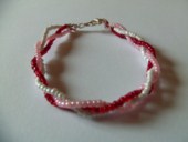 Bracelet tresse rose, rouge et blanc