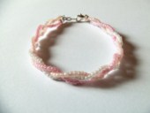 Bracelet tresse rose, saumon et blanc