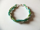 Bracelet tresse verts et blanc